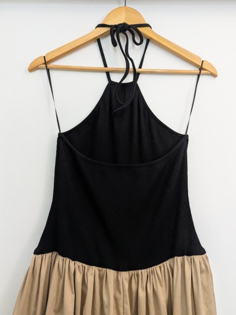 Anthropologie Maeve Black Beige Halter Maxi Dress Size M - Picture 9 of 12